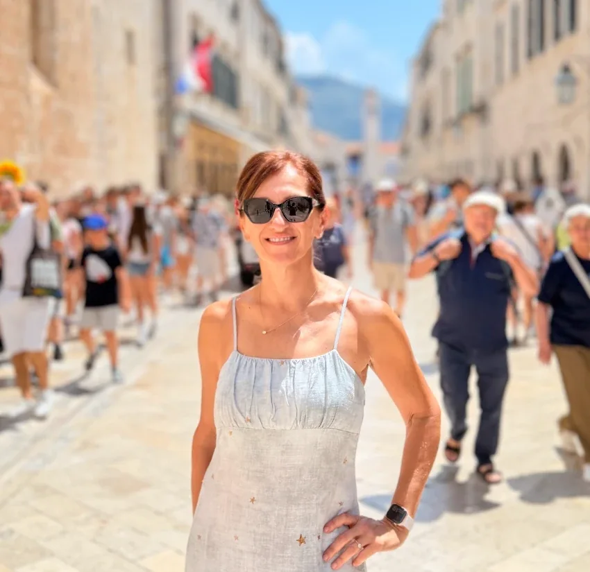 Vesna Telalovic on the Stradun, the main street of Dubrovnik's old town, Croatia